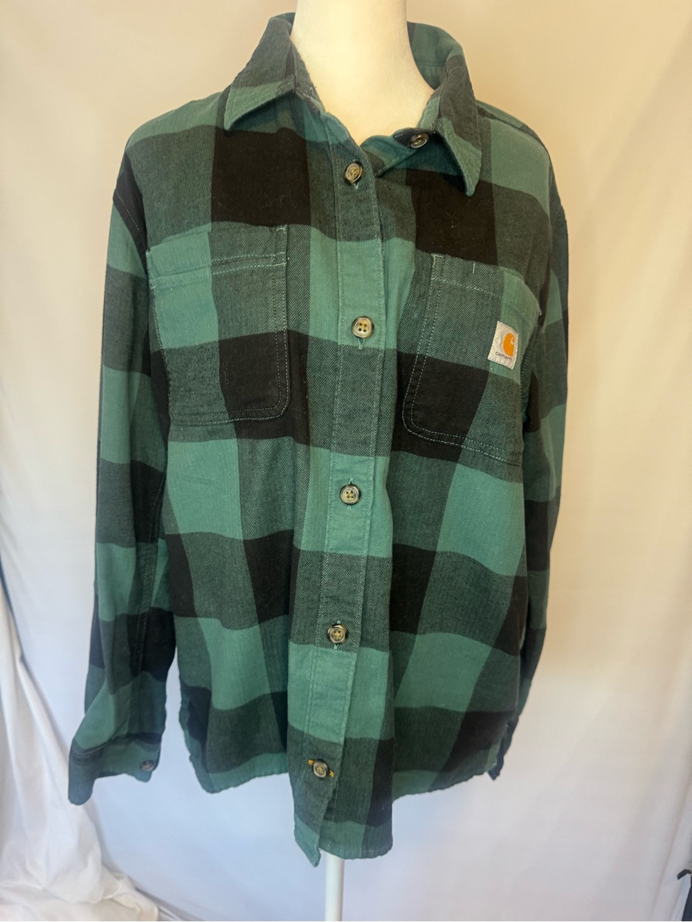 Carhartt Green & Black Buffalo Plaid Button Down Shirt
